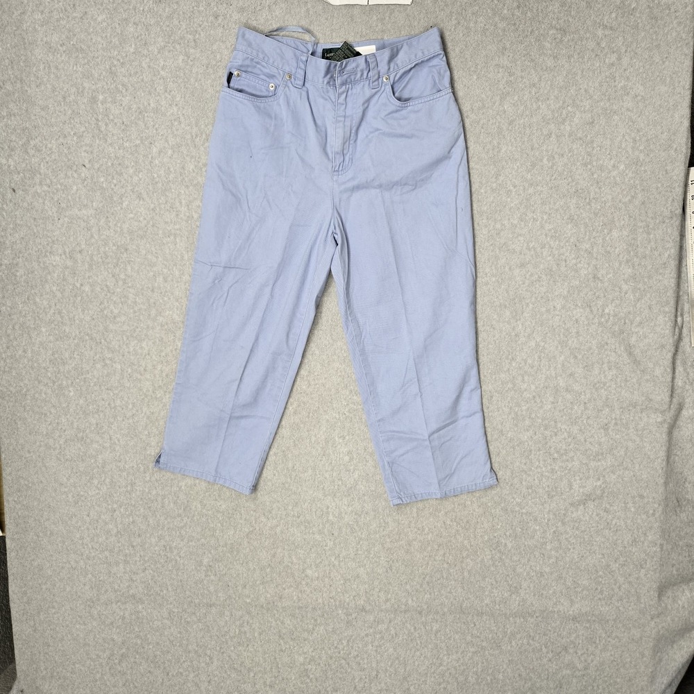 Lauren Jeans Co. Ralph Lauren Women Pants 4 Light Blue Twill Button 21"‎ Inseam
